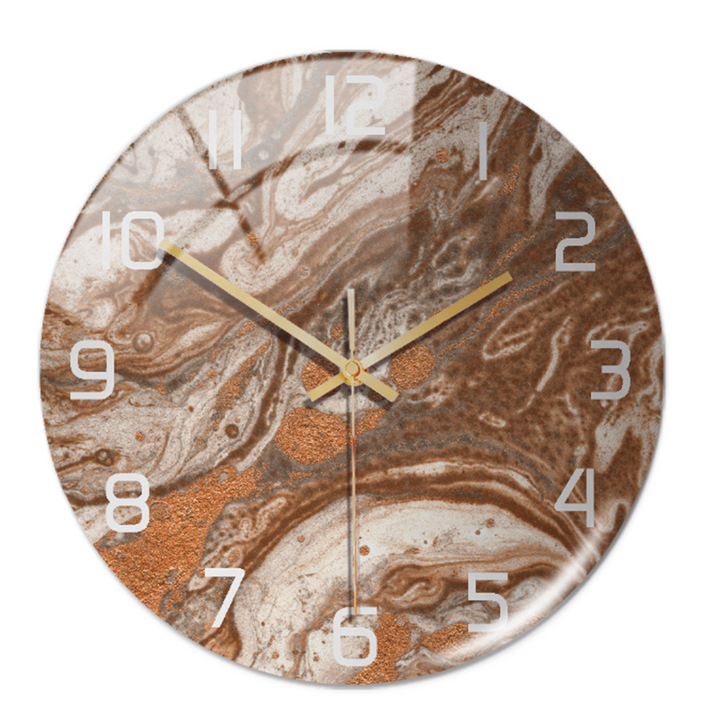 Horloge silencieuse murale, acrylique marbre, idéale pour un cadeau de pendaison de crémaillère.