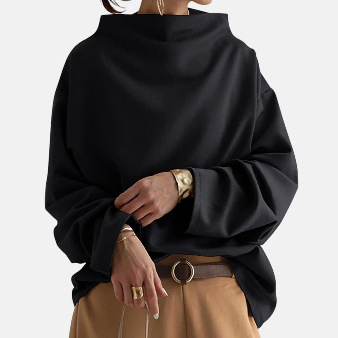 Pull col montant femme élégant, coupe chic et confortable pour l'hiver. Idéal mode quotidienne polyvalente.