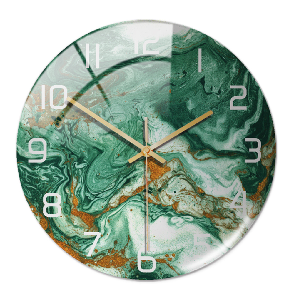 Horloge murale ronde, design marbre, silencieuse, parfaite pour une ambiance zen et moderne.