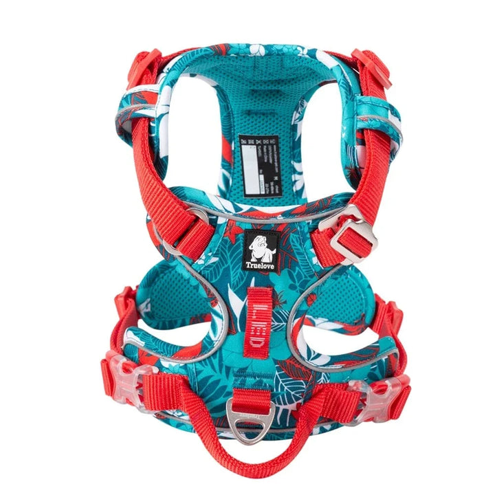 Harnais ergonomique pour chien, ajustable. Répartit la pression, assure confort et sécurité.