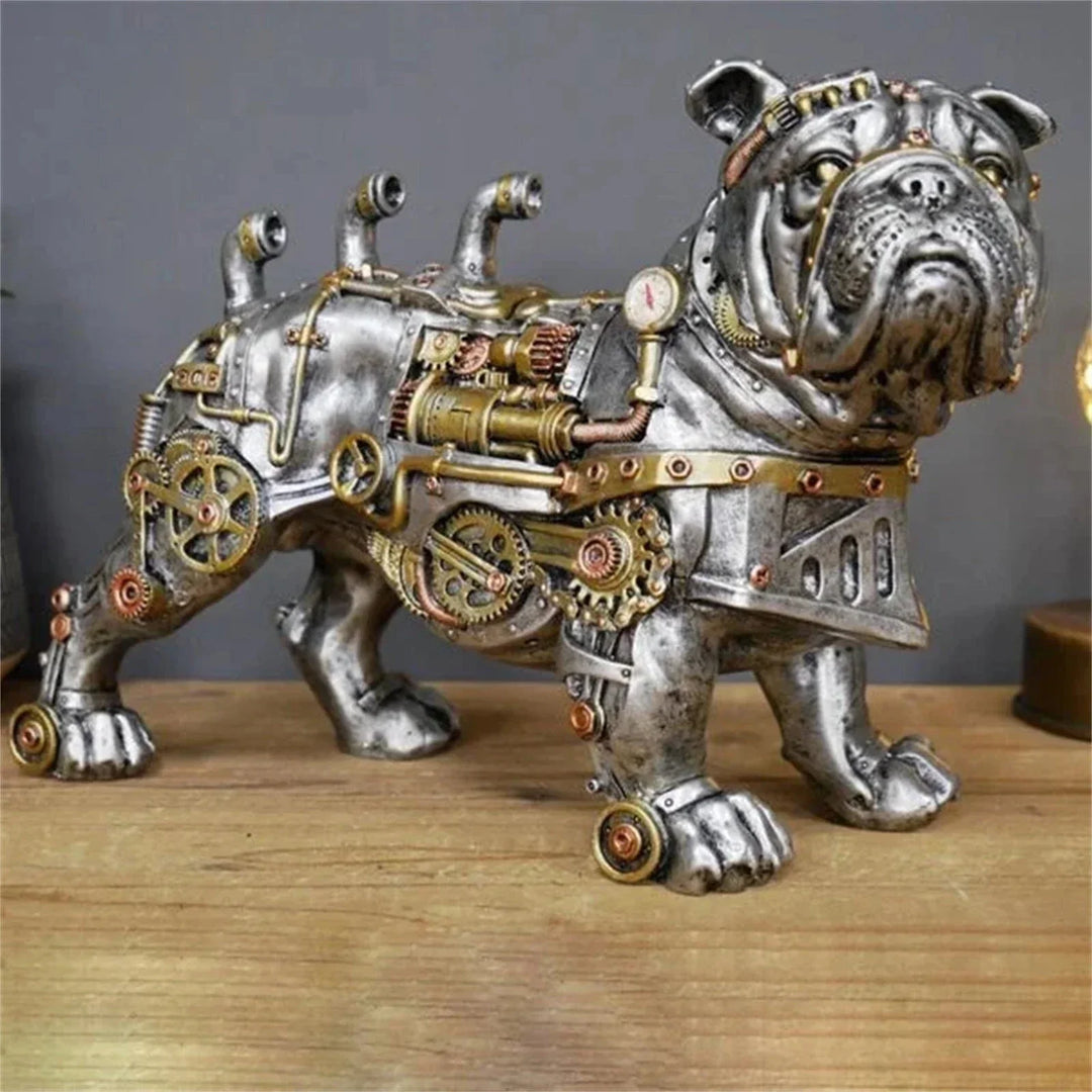 Artisanat d'art steampunk: sculpture animale en métal recyclé, touche décorative industrielle élégante.
