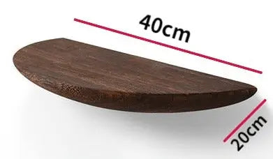 Étagère murale design moderne, semi-circulaire en bois de chêne massif, aspect flottant et épuré.