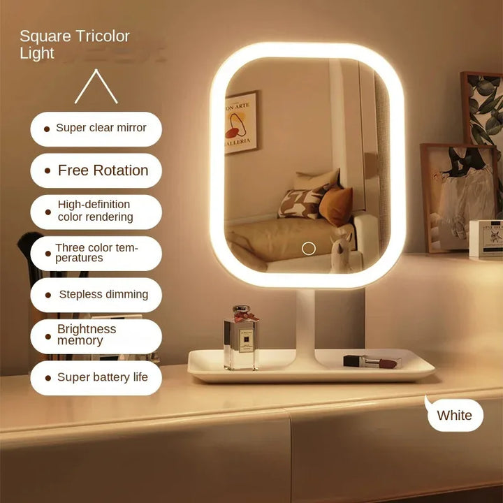 Miroir de coiffeuse LED tactile, éclairage beauté 3 couleurs. Indispensable pour un maquillage précis.