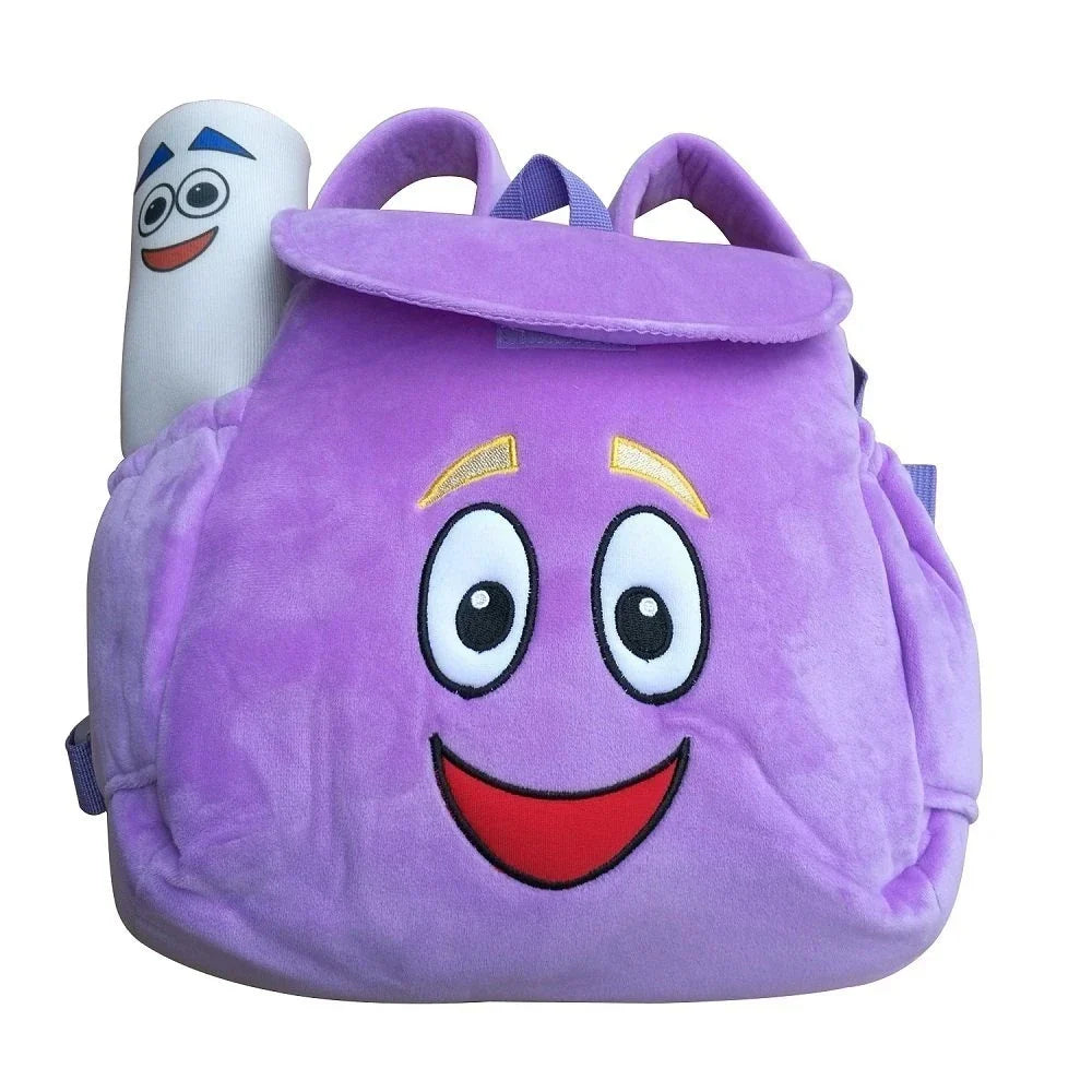 Sac à dos d'explorateur violet pour enfant, idéal maternelle et école. Avec poche latérale.