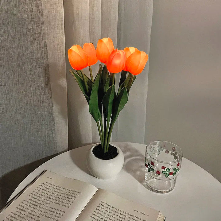 Lampe tulipe LED moderne sans fil, éclairage d'ambiance pour table, salon ou chevet.