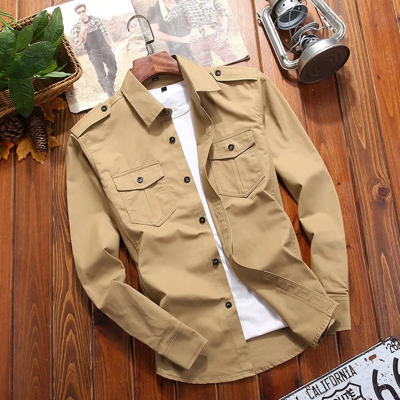 Dos de la chemise Ranger homme à manches longues, coupe droite et tissu résistant, idéale pour un look utilitaire polyvalent.