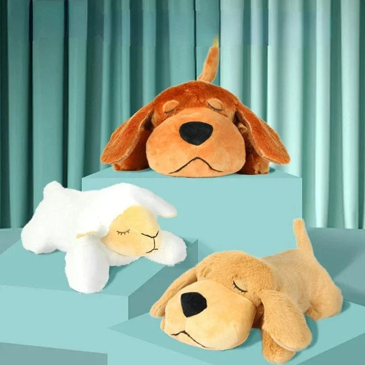 Peluche chien anti-stress avec simulateur de battement de cœur pour calmer l'anxiété des chiots.