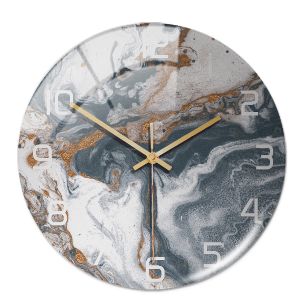 Horloge moderne murale style marbre, acrylique, accent élégant pour toute pièce.