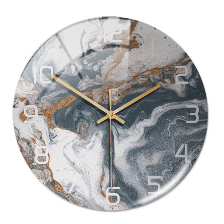 Horloge moderne murale style marbre, acrylique, accent élégant pour toute pièce.