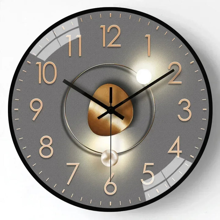 Horloge murale classique, silencieuse, en plastique ABS. Décoration fonctionnelle pour bureau ou salon.