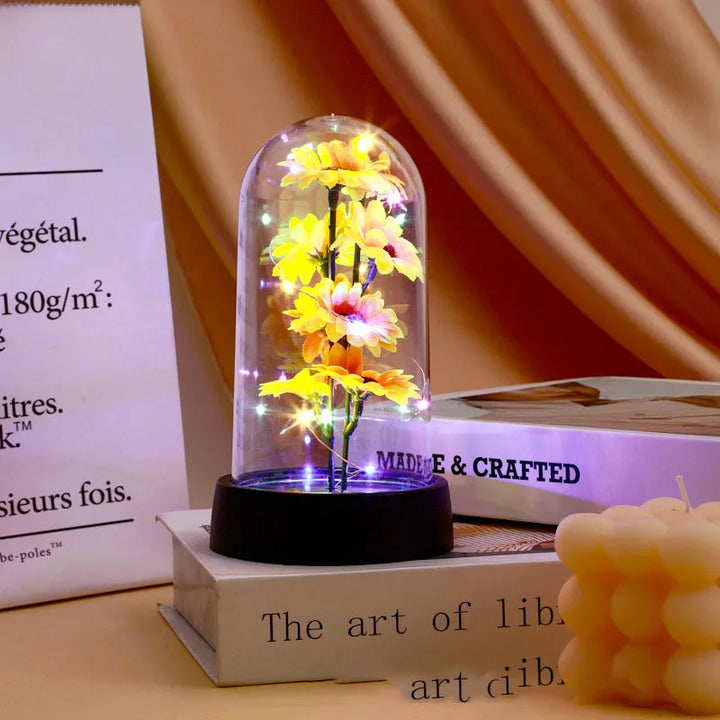 Coffret cadeau avec tournesol artificiel, un objet décoratif durable. Parfait pour ajouter une touche de soleil élégante.