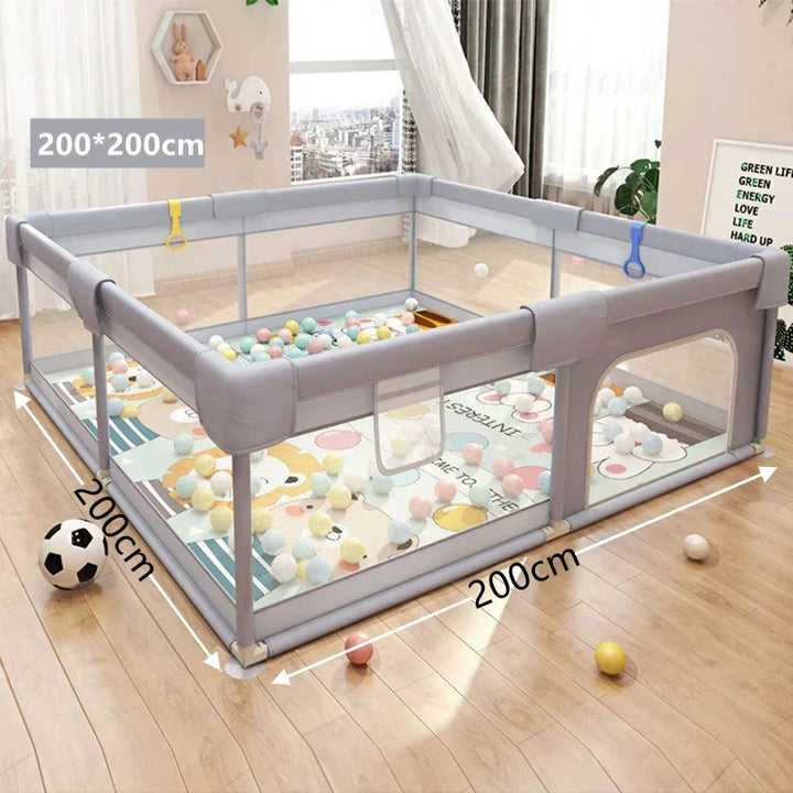 Espace de jeu sécurisé pour bébé, parc modulable en plastique résistant, convient aux tout-petits.