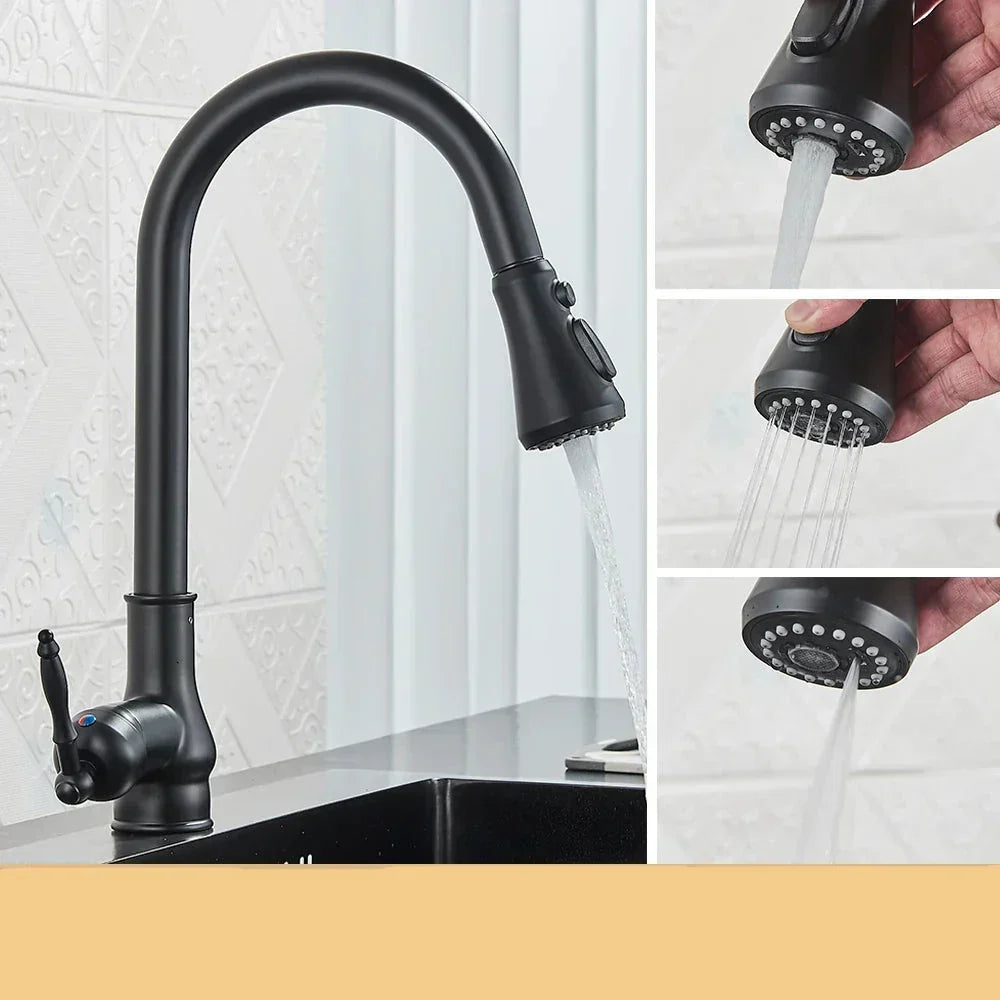 Mitigeur cuisine pivotant laiton noir mat. Élégance vintage et contemporaine pour votre cuisine.