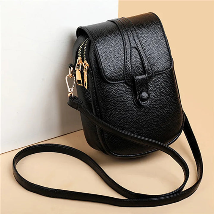 Mini sac bandoulière chic en cuir synthétique pour femme, idéal pour téléphone portable et essentiels.