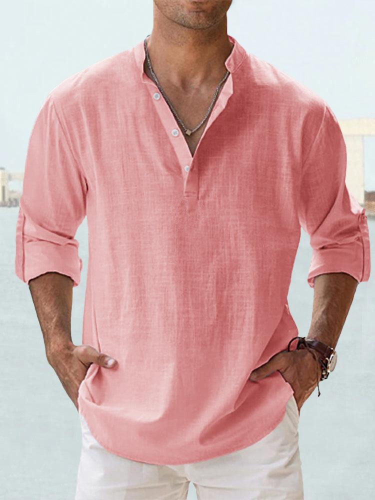 Chemise homme chic coupe décontractée, col chinois. Parfaite pour un look estival léger et stylé.
