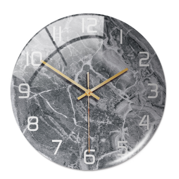 Décoration murale horloge marbre moderne, accessoire maison élégant et discret.
