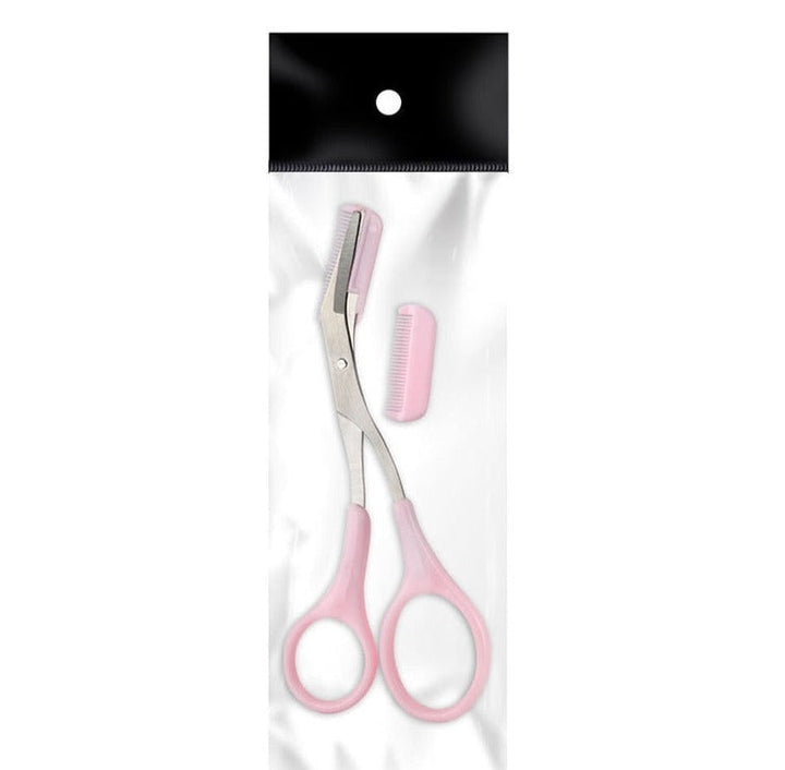 Ciseaux à sourcils TrimLuxe pour un entretien facile et précis, avec peigne intégré.