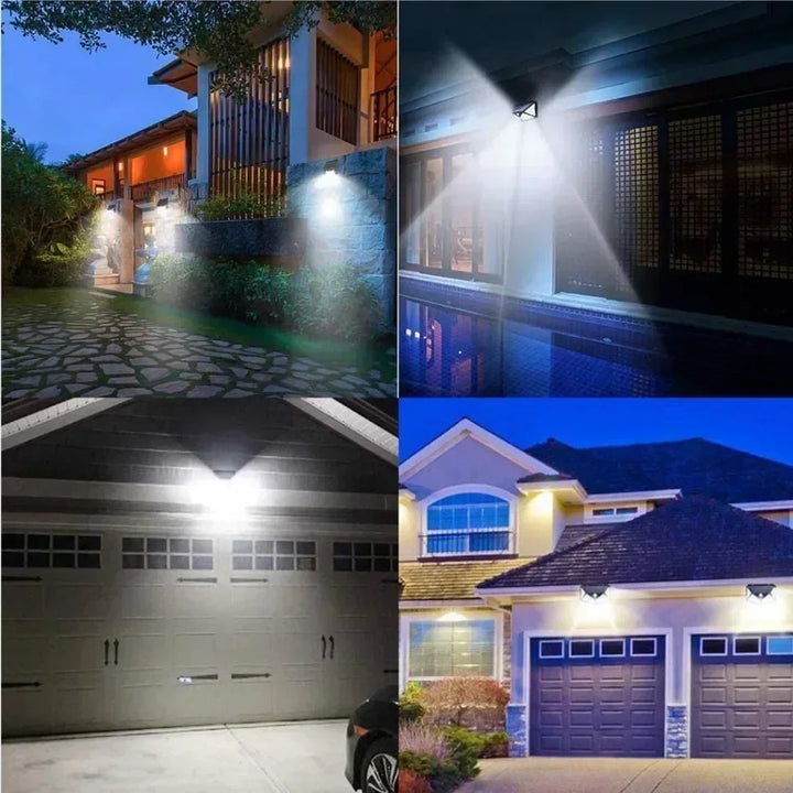 Projecteur solaire LED puissant avec capteur de mouvement pour éclairage de sécurité du jardin et des allées.