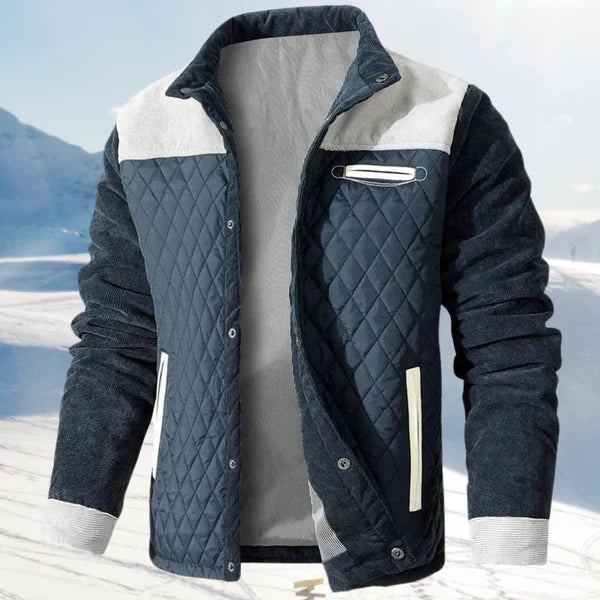 Veste homme décontractée mode, boutonnée style patchwork, parfaite pour le confort et l'élégance automne-hiver.