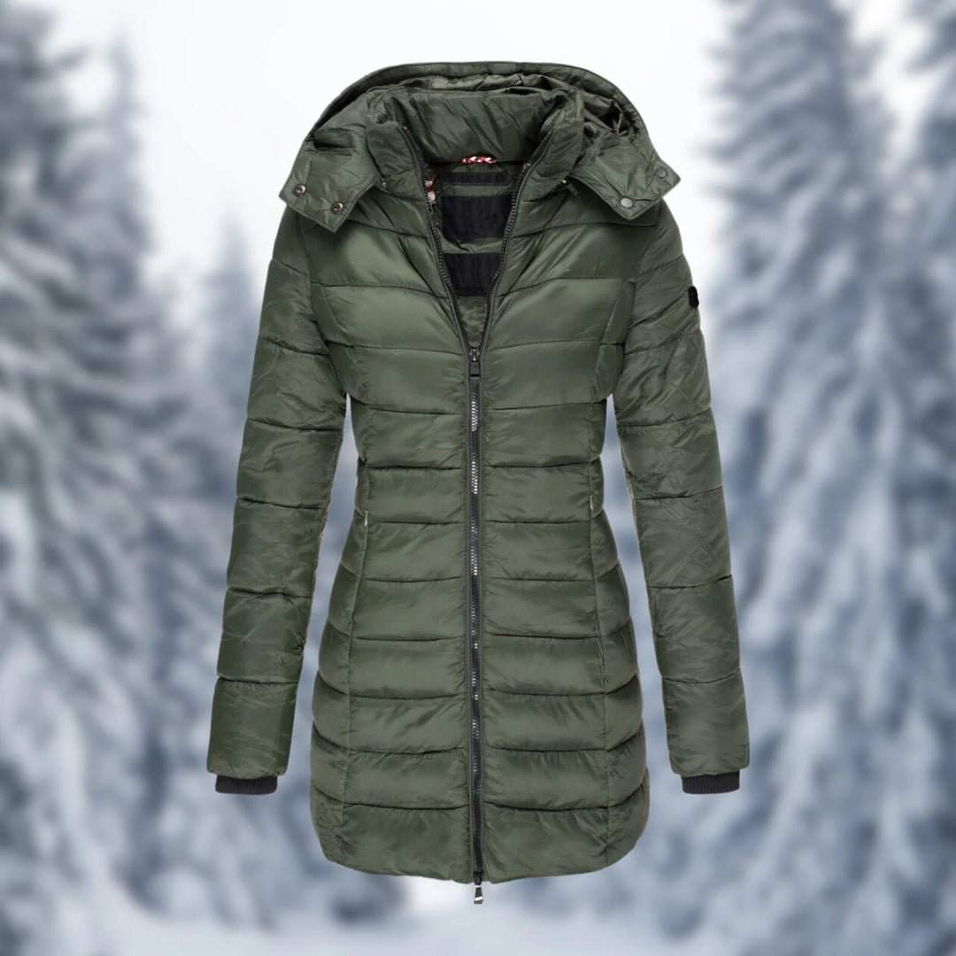 Parka d'hiver femme imperméable, idéale pour l'extérieur, chaude et confortable.