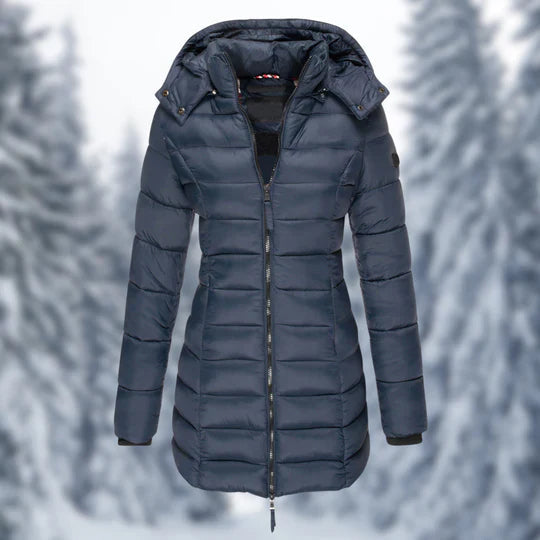 Veste d'hiver mi-longue imperméable femme Aspen, chaude et coupe-vent.