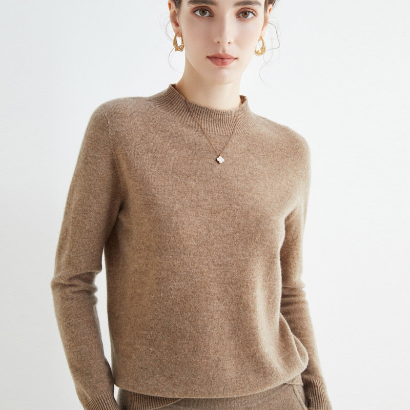 Pull doux femme PARIS en cachemire, col rond, vêtement féminin élégant pour toutes occasions, haute qualité.