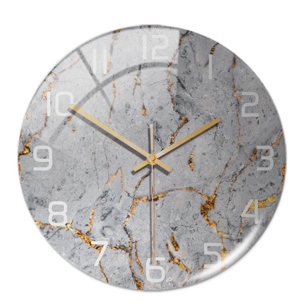 Accessoire maison : horloge murale marbre silencieuse, parfaite pour salon ou chambre.