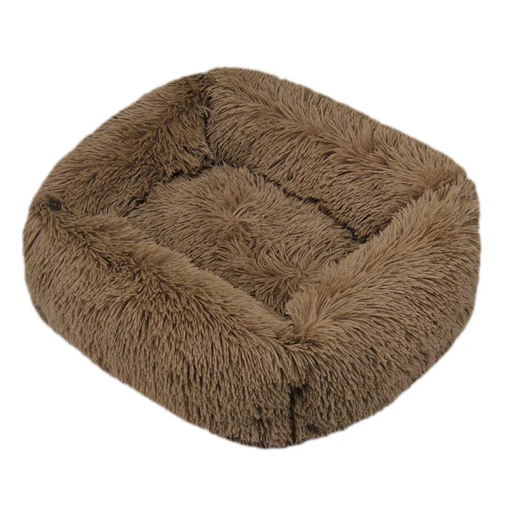 Lit Deluxe pour chien et chat, en peluche grise douce, lavable et ultra-confort.