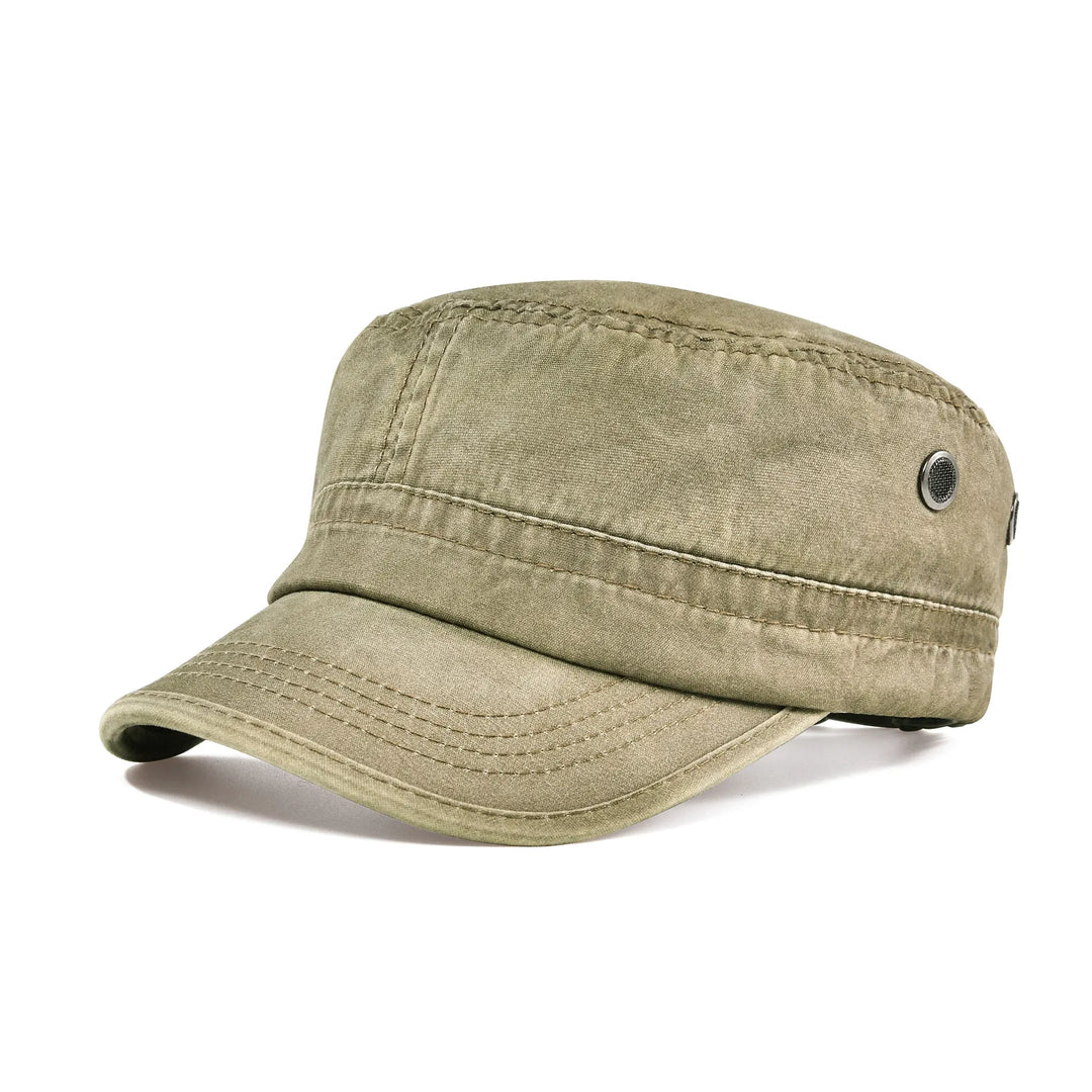 Casquette homme vintage kaki, coton résistant, parfaite pour l'aventure en plein air.