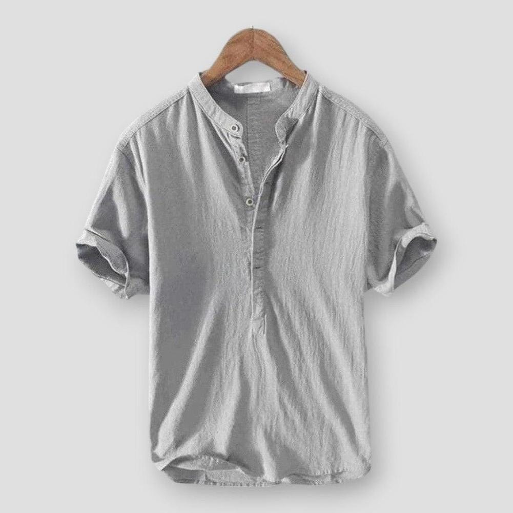 Chemise homme Provence, chic et légère. Col mandarin, coupe décontractée pour un style estival impeccable.
