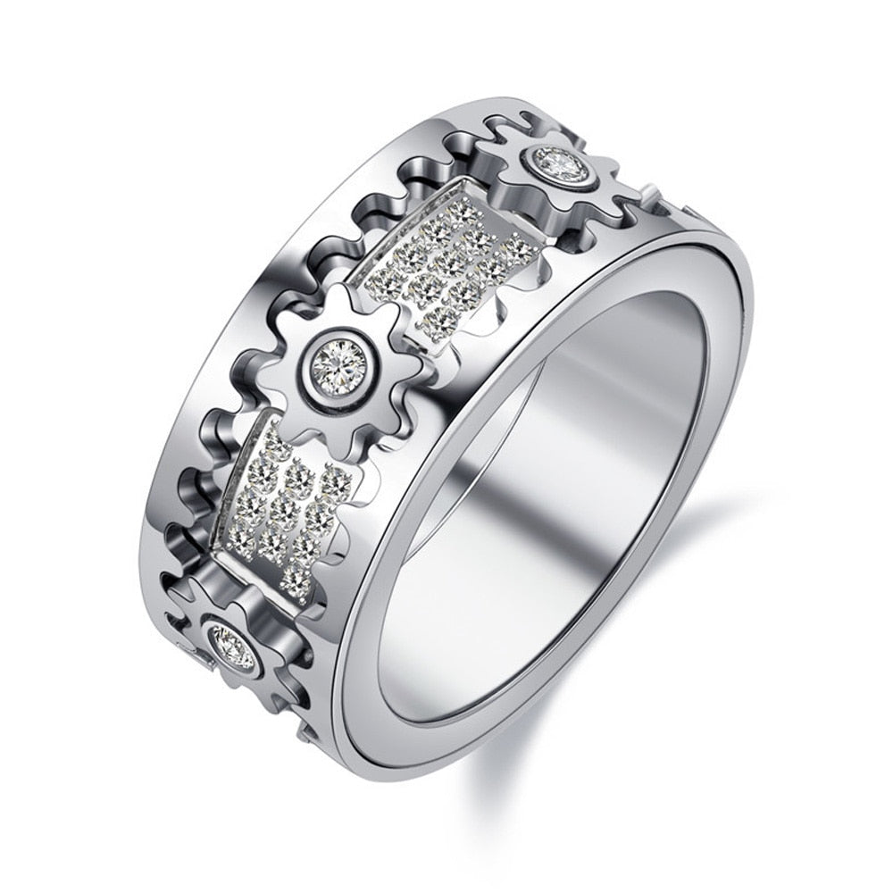 Bijou anti-stress femme: bague tournante or rose, zircons. Élégante pour anxiété & mode.