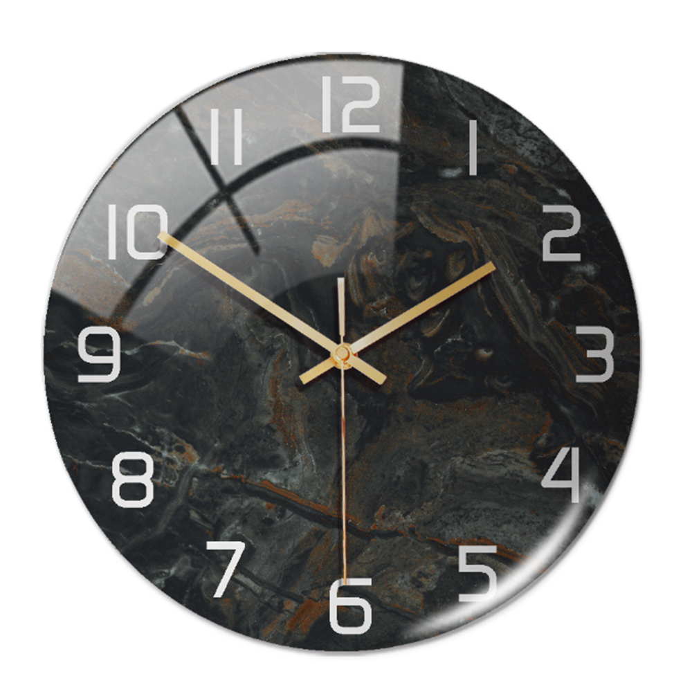 Horloge de cuisine murale, silencieuse, effet marbre blanc, style moderne acrylique.