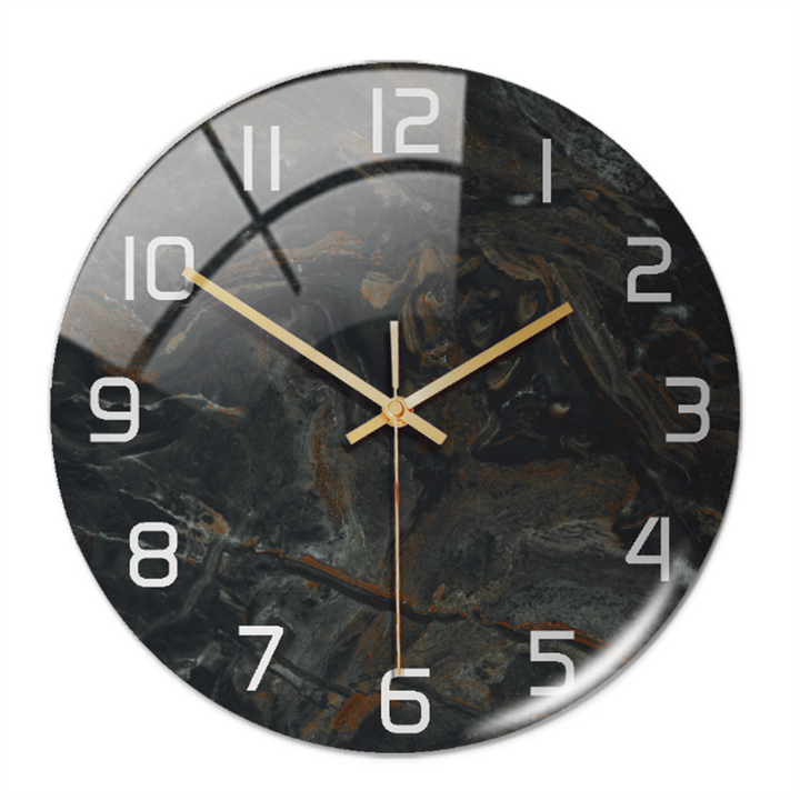 Horloge de cuisine murale, silencieuse, effet marbre blanc, style moderne acrylique.