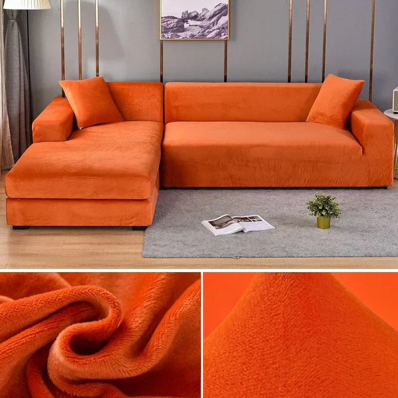 Housse universelle en velours stretch pour canapé, s'adapte à tous les styles.