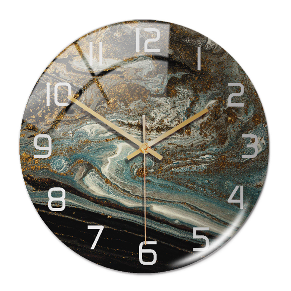 Horloge acrylique murale, finition marbre luxueuse, accessoire de décoration sophistiqué.