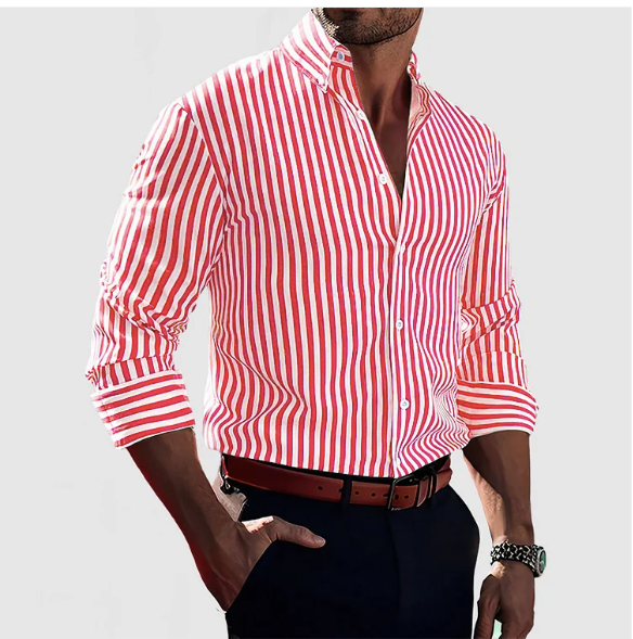Chemise rayée polyvalente pour hommes, manches longues. Confort et style pour une mode masculine élégante et décontractée.