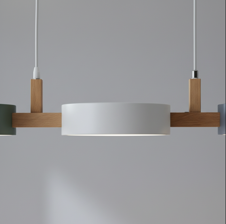 Plafonnier suspension LED moderne, design scandinave, parfait pour décoration intérieure.