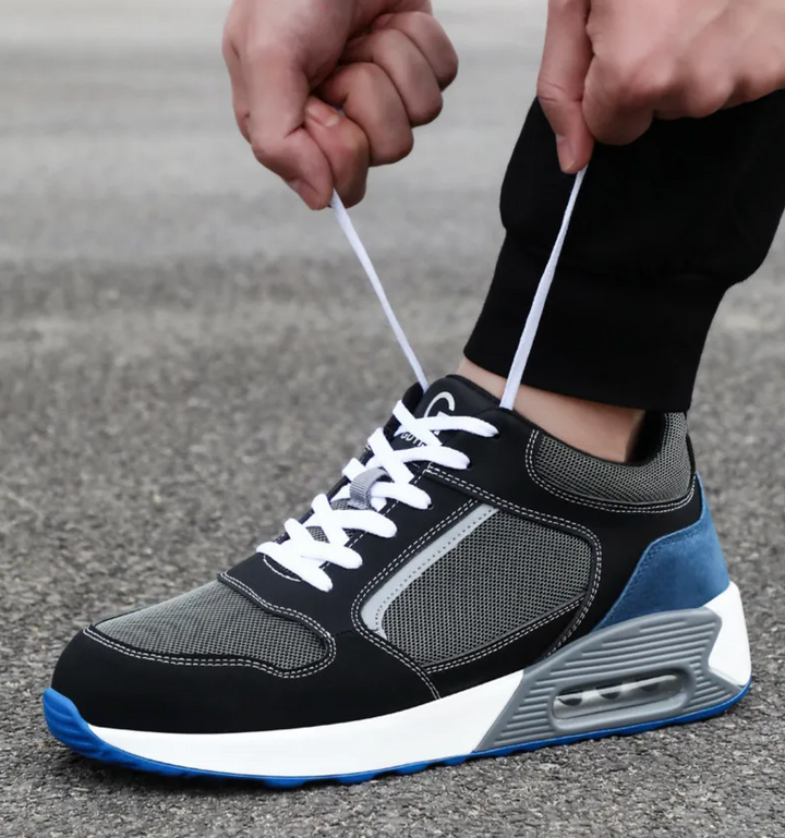 Paire de chaussures de sécurité orthopédiques pour hommes et femmes, dotées d'un embout acier, conçues pour le confort au travail.