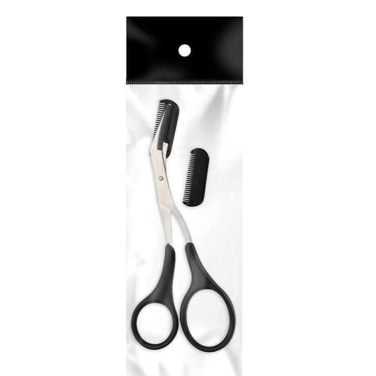 Ciseaux à sourcils professionnels TrimLuxe, outil de précision avec peigne pour un soin impeccable.