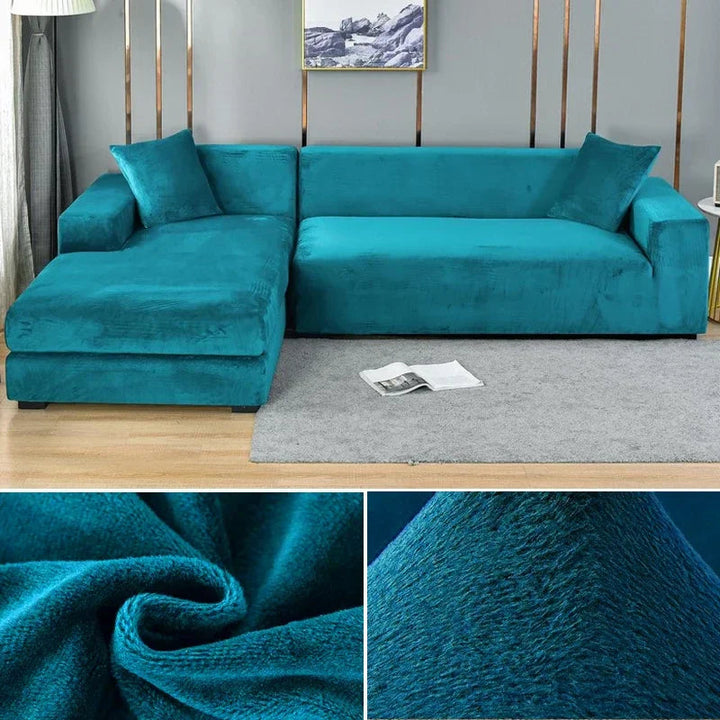 Housse de canapé velours protectrice, idéale pour les familles, style et propreté.