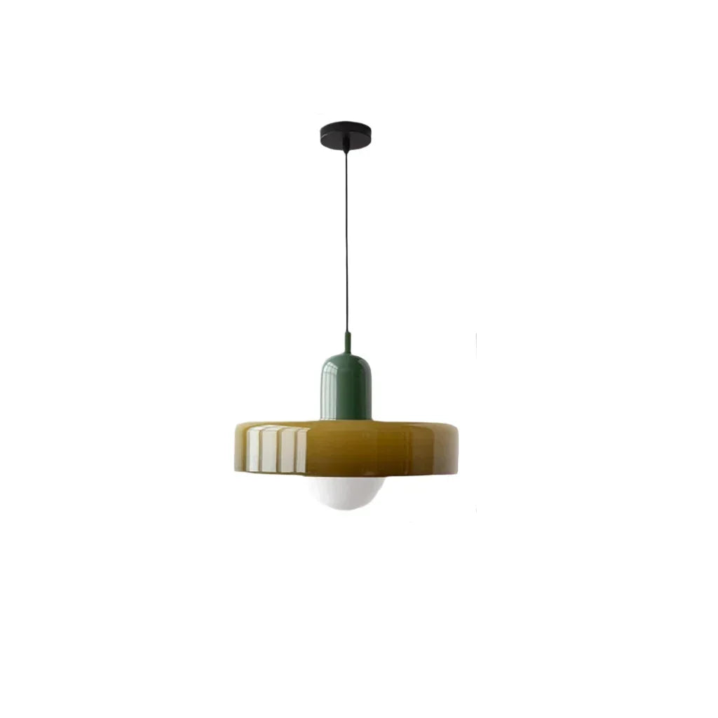 Éclairage d'ambiance moderne pour salon, suspension CelestiGlass en verre design épuré.