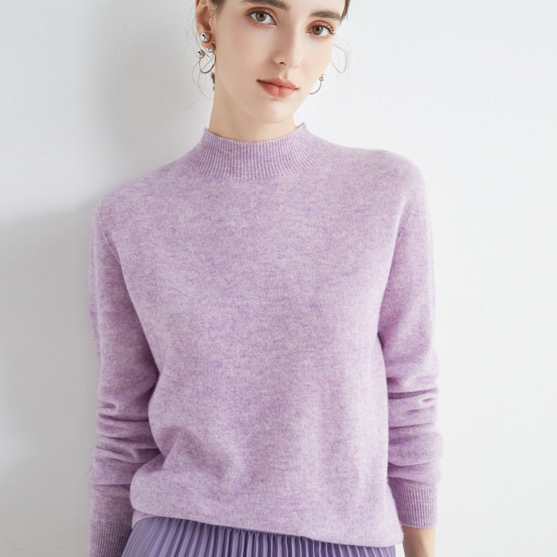 Haut femme élégant PARIS, pull en cachemire doux à col rond, idéal pour le quotidien ou des soirées chic.