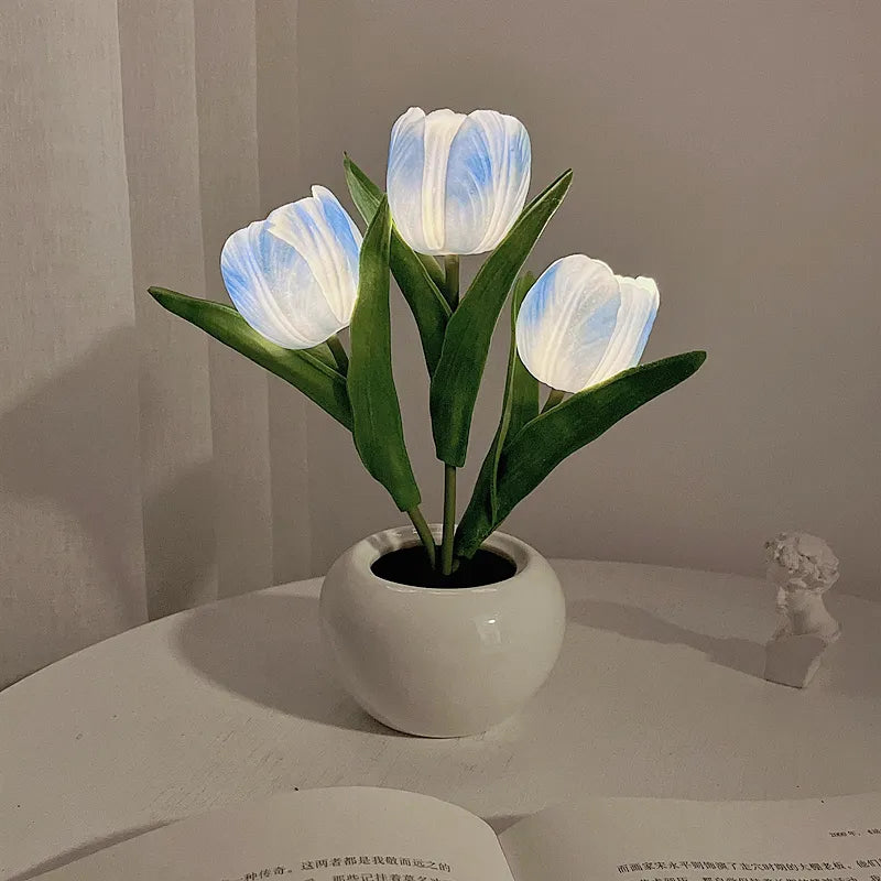 Lampe de table tulipe LED sans fil, cadeau idéal pour une ambiance chaleureuse dans le salon ou sur le chevet.