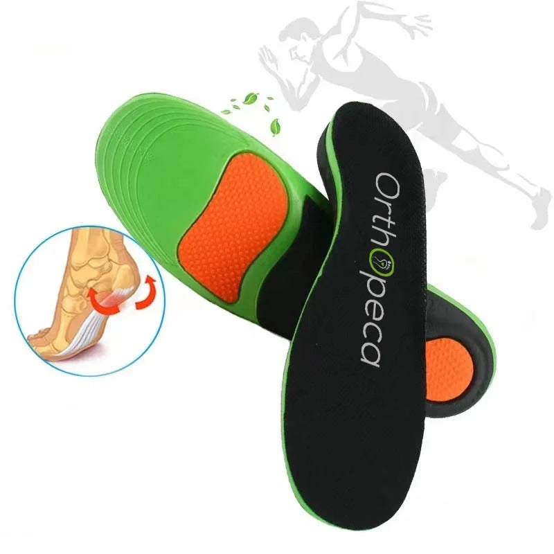 Semelles orthopédiques flexibles et amortissantes pour sport et marche, offrant soutien voûte et confort unisexe.