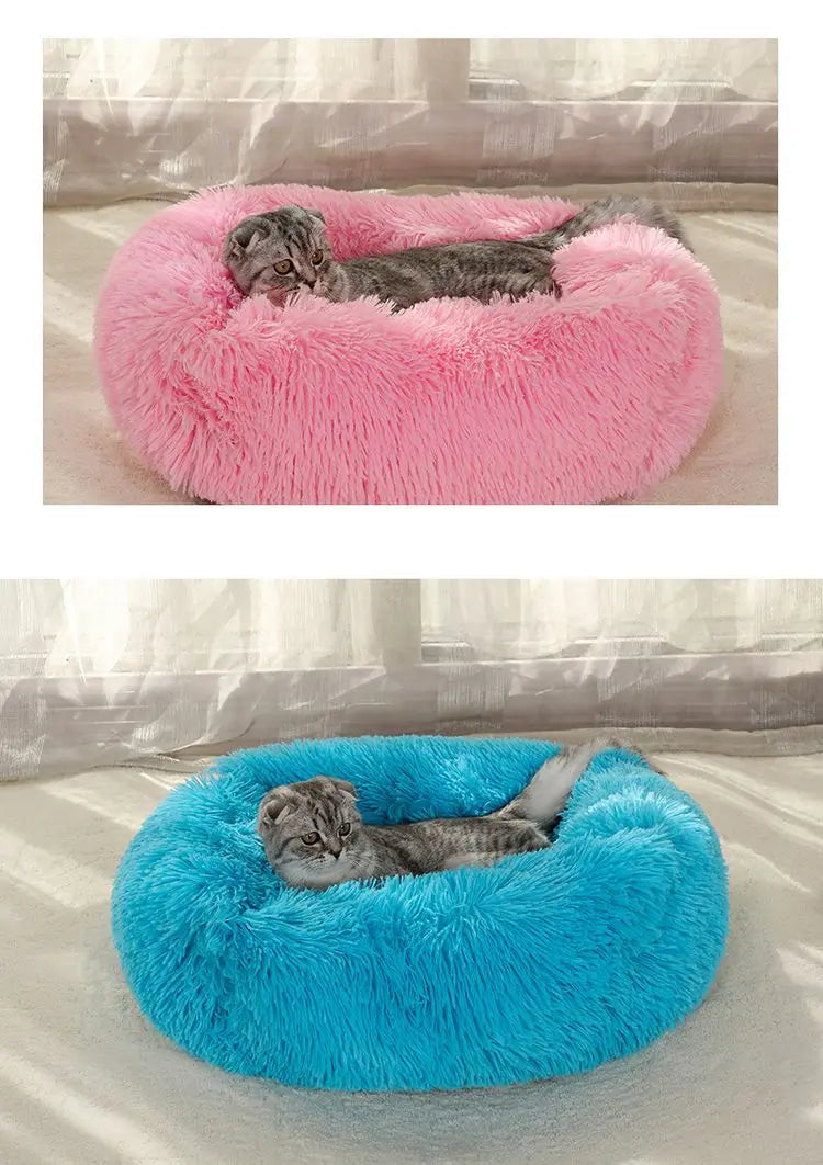 Lit pour chien et chat en peluche, coussin doux pour un sommeil réparateur.