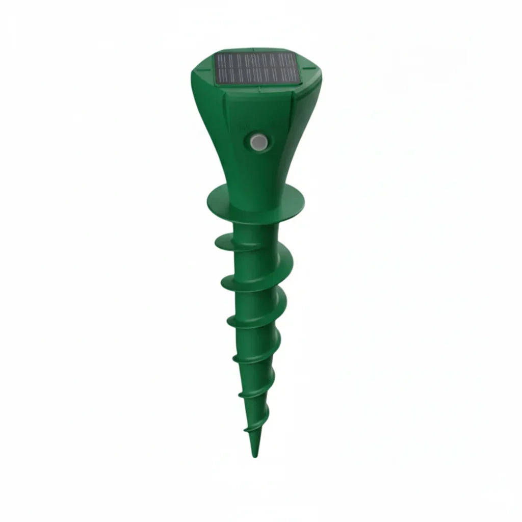Répulseur de taupes solaire avec technologie ultrasons, maintient votre pelouse extérieure intacte.
