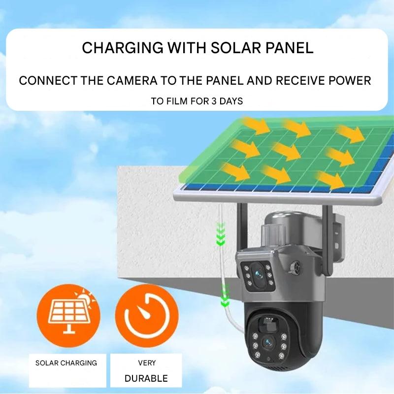 Caméra de sécurité domicile 4K solaire sans fil extérieure, surveillance PTZ pour protéger votre propriété.