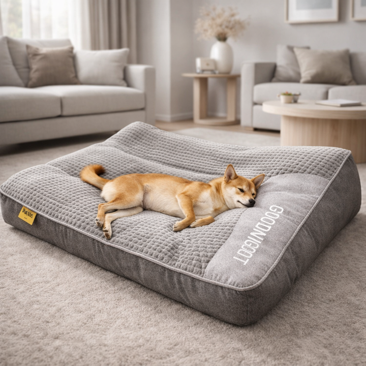 Coussin chien en velours luxe. Confort animaux supérieur, idéal pour un sommeil profond et réparateur.