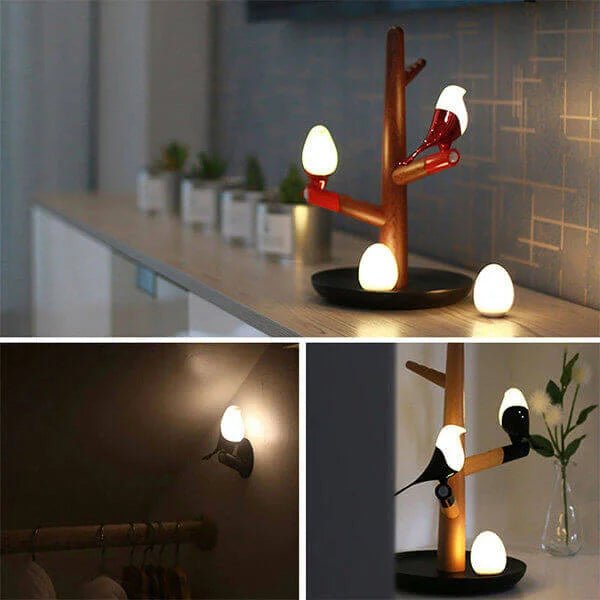 Lampe LED de table rechargeable et sans fil avec capteur intelligent, en bois moderne, pour un éclairage d'ambiance.