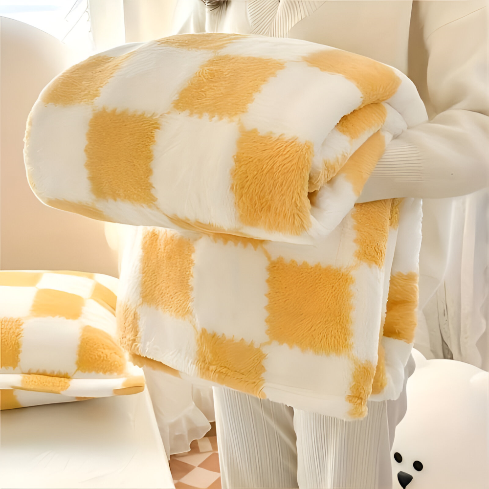 Couverture SnugFuz à carreaux colorés, polaire respirante et moelleuse, parfaite pour toutes saisons.